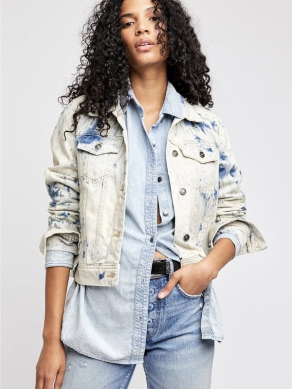 Free People Rumors Tie-Dye Denim Jacket